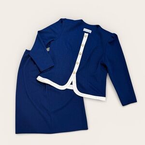 Vintage Pablo Collection Navy Blazer & Pencil Skirt Suit Set